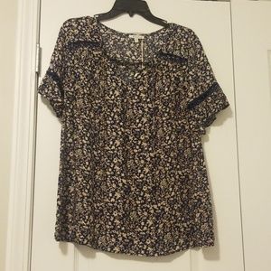 Navy Floral Top